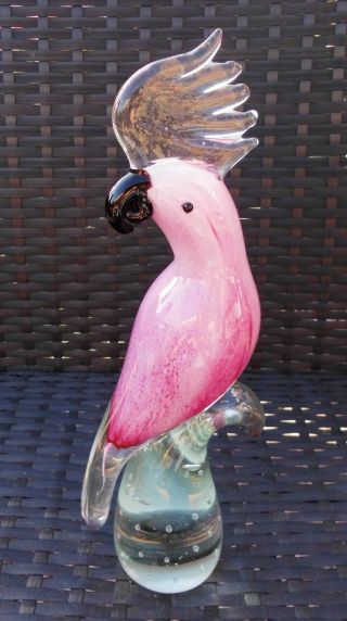 Murano Glass Stylised Parrot Cockatoo Bird Paperweight Sculpture Stunning