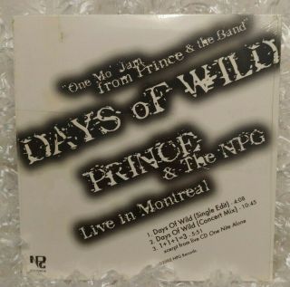 Rare Prince Cd - Days Of Wild (live) - - Power Generation - Npg