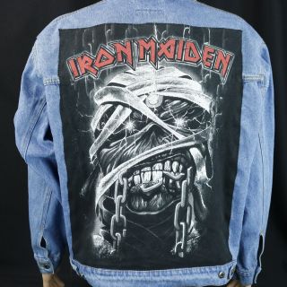 Iron Maiden Jean Jacket Wrangler Blue Denim Trucker Mens Xlarge
