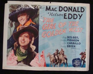 Girl Of The Golden West Movie Poster Jeanette Macdonald Nelson Eddy 1/2sheet