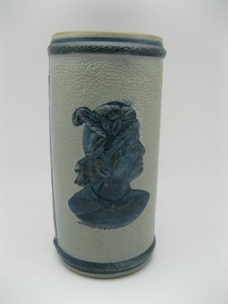 Stoneware Old Sleepy Eye & Cattail Vase W Dragonfly - Monmouth Il