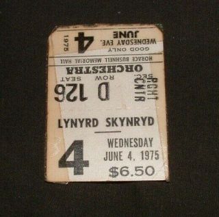 Lynyrd Skynyrd Ticket Stub 1975 Ronnie Van Zant Hartford Ct Nuthin Fancy Tour