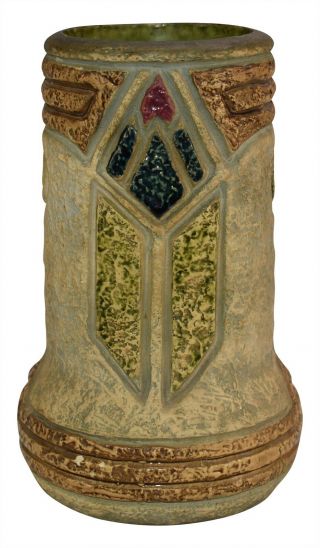 Vintage Roseville Pottery Mostique Gray Arts And Crafts Ceramic Vase 8 - 8