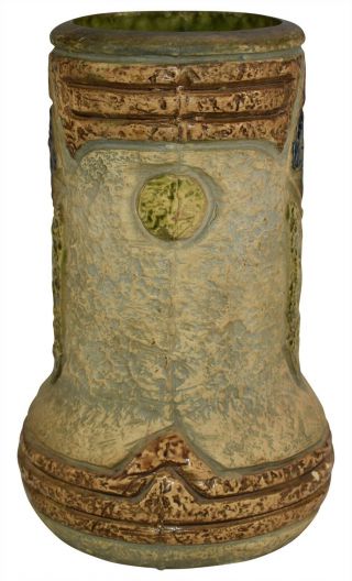 Vintage Roseville Pottery Mostique Gray Arts And Crafts Ceramic Vase 8 - 8 4