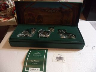 Vintage Marquis Waterford Crystal " The Nativity Animals " In Green Box
