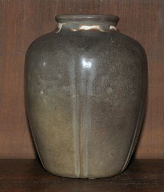 Vintage Hampshire Pottery Arts & Crafts 110 Vase Brown Matte Glaze Incised 5 "