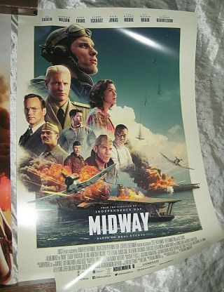 2 MIDWAY Movie Poster WWII Emmerich Skrein Wilson Mandy Moore Quaid Harrelson 3