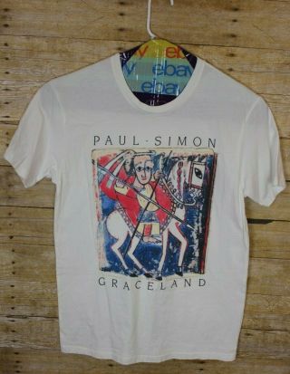 Barking Irons Official Farewell Merch Paul Simon Graceland White T - Shirt Adult L
