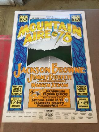 Vintage Jackson Browne Jimmy Buffett Warren Zevon Rock Concert Poster California