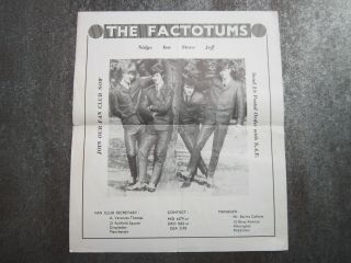 The Factotums Fan Club Paper Flyer With Concert Dates Music Memorabilia