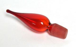 Retro Blenko Mcm Art Glass Ruby Red Decanter Stopper Ex.