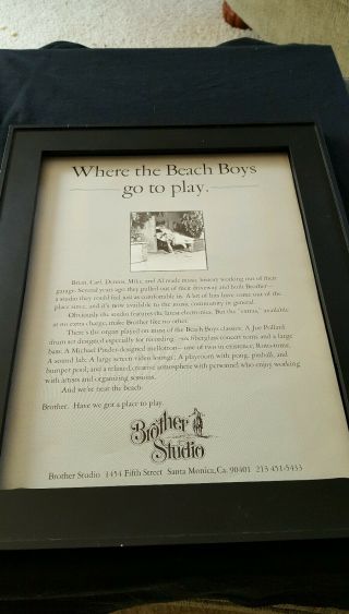 The Beach Boys Rare Brother Studio Rare Promo Poster Ad Framed