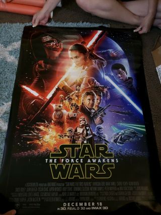 Star Wars The Force Awakens Double Sided 27x40 Movie Poster