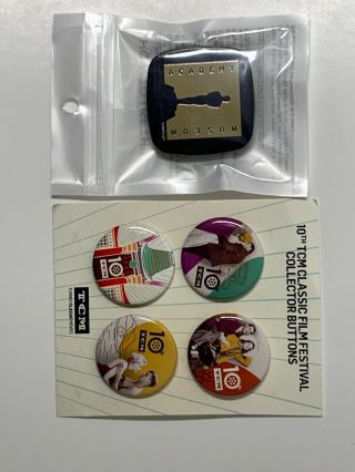 10th Tcm Classic Film Festival Collector 4 Pack Buttons & Phone Grip