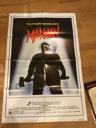 Madman One Sheet Theatrical Movie Poster 27x41 Vintage Horror Film Folded