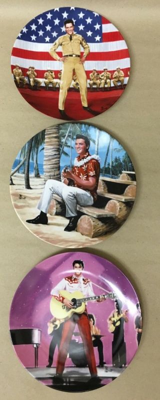 3 X Limited Edition Plates - Elvis On The Big Screen By Delphi Bruce Emmett