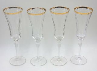 Set Of 4 - Mikasa Crystal 9.  25 " Champagne Flutes Glasses Jamestown Gold Trim