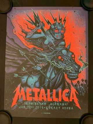 Metallica Poster Birmingham Al 1/22/19 Legacy Arena Munk One Show Edition Print