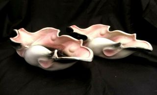 Vintage Hull Usa 78 Art Pottery Leaf Dish Rare Pink Black Cream Bowl