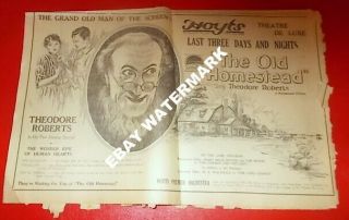 1923 Antique Ad The Old Homestead Theodore Roberts Hoyts Theatre Melbourne