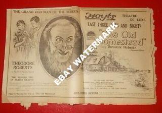 1923 Antique Ad THE OLD HOMESTEAD Theodore Roberts HOYTS THEATRE Melbourne 2