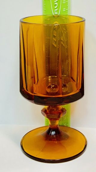 5 VINTAGE AMBER GOBLETS NOUVEAU LINE BY COLONY GLASS/ INDIANA GLASS 1960 ' S 2