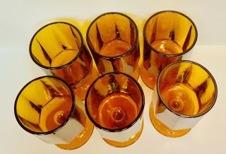 5 VINTAGE AMBER GOBLETS NOUVEAU LINE BY COLONY GLASS/ INDIANA GLASS 1960 ' S 3
