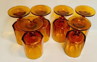 5 VINTAGE AMBER GOBLETS NOUVEAU LINE BY COLONY GLASS/ INDIANA GLASS 1960 ' S 5