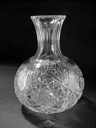 Antique American Brilliant Abp Cut Glass Crystal Carafe Decanter - - Early 1900s
