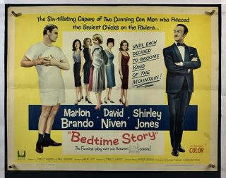 Bedtime Story Movie Poster (verygood) Half Sheet 1964 Marlon Brando 016f