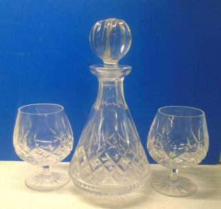 Waterford Lismore `roly Poly` Decanter,  2 Lismore Brandy Glasses