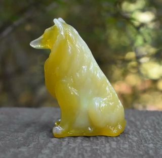 Mosser Collie / Sheltie Golden Opaline Glass Dog Figurine Paperweight