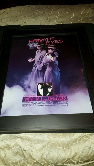 Hall & Oates Private Eyes Rare Promo Poster Ad Framed