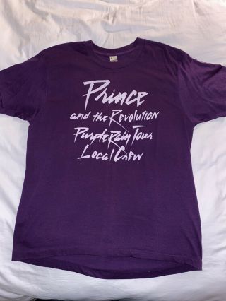 Vintage Prince And The Revolution Purple Rain Tour Local Crew T - Shirt Size Xl
