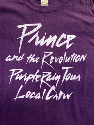 Vintage Prince and The Revolution Purple Rain Tour Local Crew T - Shirt Size XL 2