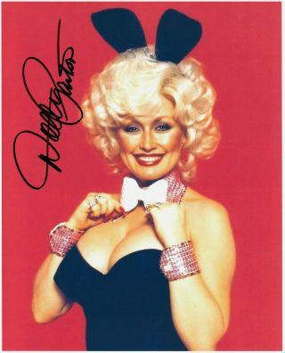 Dolly Parton Hand - Signed Sexy Playboy Bunny 8x10 Authentic W/ Busty Closeup