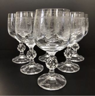 Cascade Crystal Etched Wine Glasses Set Of 6 Bohemia