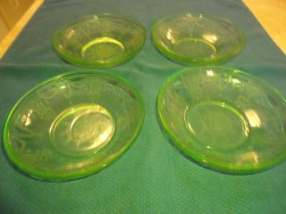 Set Of 4 Green Cameo 5 1/2 " Cereal Bowls