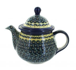 Blue Rose Polish Pottery Renaissance Large Teapot