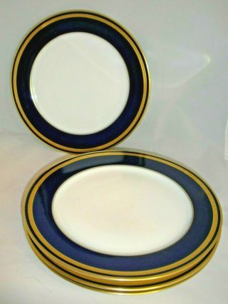 Hutschenreuther Monarch,  Cobalt Blue,  Gold: Dinner Plates 10 1/2 " German Set 4
