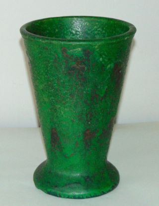 Vintage Weller Pottery Coppertone Vase Green Arts & Crafts Era Mission 8.  5 "