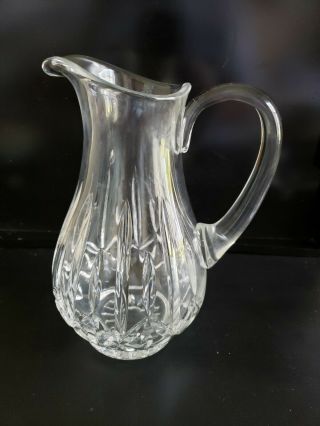 Vintage Clear Glass Crystal Large Heavy Water Pitcher 9 1/2 " X 5 ".