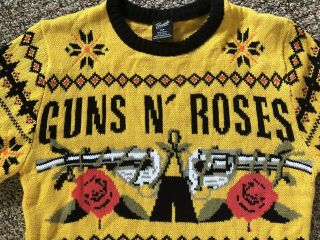 Sz S RARE Unisex Bravado Guns N Roses Gold Holiday Ugly Christmas Sweater Shirt 3