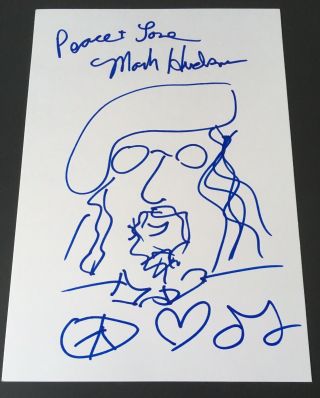 Mark Hudson The Beatles Ringo Starr Hand Signed Doodle Sketch Rare Aerosmith