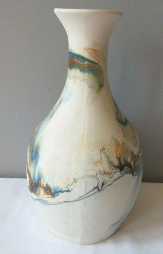 Large Nemadji Pottery Native Art Swirled Colors Vase 11 1/2 