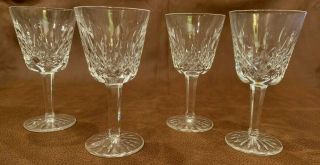 4 Waterford Crystal Lismore 5 3/4” Claret Wine Glasses Signed