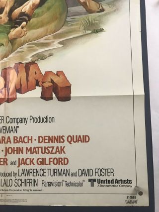 CAVEMAN Movie Poster (Fine) One Sheet 1981 Ringo Starr Dennis Quad 3528 4