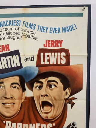 PARDNERS Movie Poster (VG -) One Sheet 1965 ReRelease Folded Jerry Lewis 4309 3