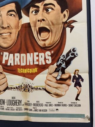 PARDNERS Movie Poster (VG -) One Sheet 1965 ReRelease Folded Jerry Lewis 4309 4