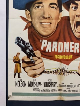 PARDNERS Movie Poster (VG -) One Sheet 1965 ReRelease Folded Jerry Lewis 4309 5